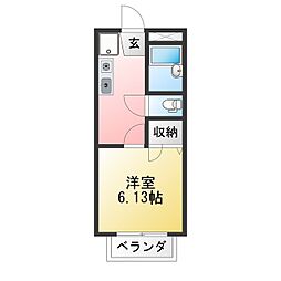 サマックス聖ハイツまいむ2 1Kの間取図画像