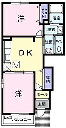 リバーサイドマキ 2DKの間取図画像