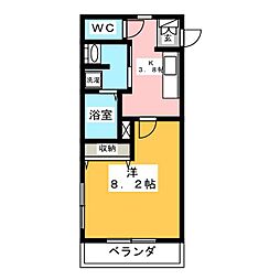 アミティエ草なぎ 1Kの間取図画像