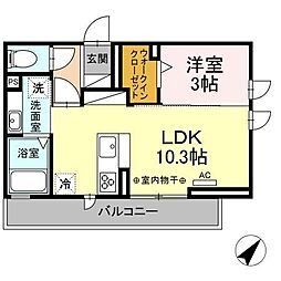 セント・カレン 1LDKの間取図画像