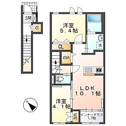 ジュヌモンド 2LDKの間取図画像