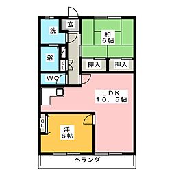 カーサ・デ・フォレスタ 2LDKの間取図画像