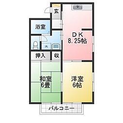 エクセルアオキ 2DKの間取図画像