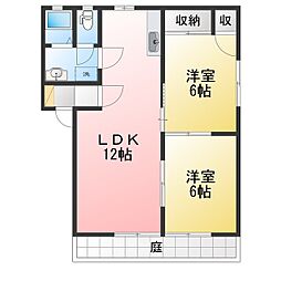 ジュネス35B 2LDKの間取図画像