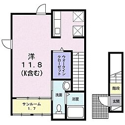 グランツフリシュ ワンルームの間取図画像