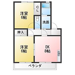 もちの木館 2DKの間取図画像