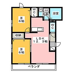 コンフォート秋葉 2LDKの間取図画像