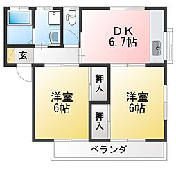 ハイツルーエ 2DKの間取図画像