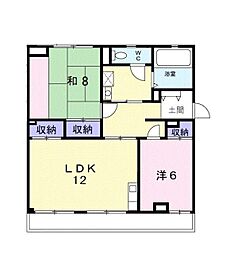 馬走グリーンハイツA 2LDKの間取図画像