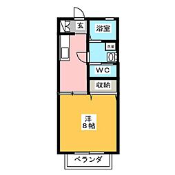 ウィル二番館 1Kの間取図画像