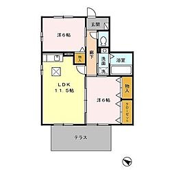 ロイヤルコートA 2LDKの間取図画像