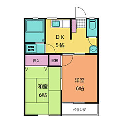 サニーハイツ2 2DKの間取図画像