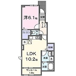 ルナソーレII 1LDKの間取図画像