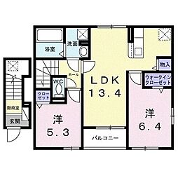 プレッソーレ 2LDKの間取図画像