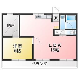 オレンジハイツ 1SLDKの間取図画像