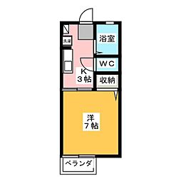 ディアスK 1Kの間取図画像