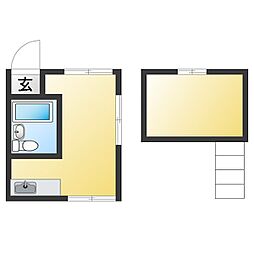 コーポU2 ワンルームの間取図画像