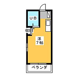 ピュアスト小鹿 ワンルームの間取図画像