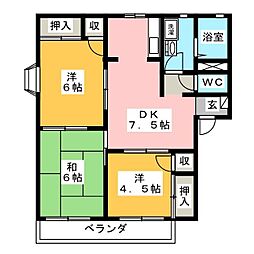プレミール川合B 3DKの間取図画像