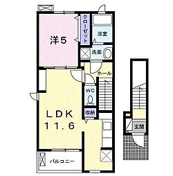 ムーンエレガンス 1LDKの間取図画像