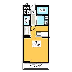 オーシャンヒルズ ワンルームの間取図画像