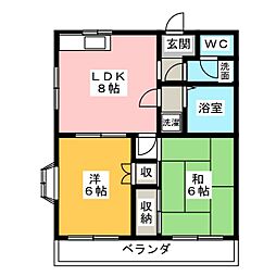エスポワール下島 2DKの間取図画像