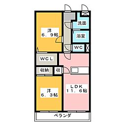 クレセントムーン 2LDKの間取図画像