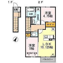 クラリス 2LDKの間取図画像