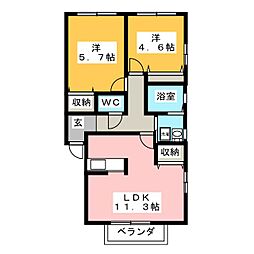 シンフォニーB 2LDKの間取図画像