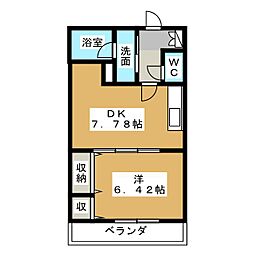 アネシス登呂 1DKの間取図画像