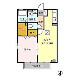 リューデスハイム2 1LDKの間取図画像