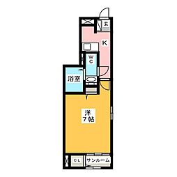 フォレスタ大和 1Kの間取図画像