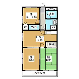 アビタシオン中田 3DKの間取図画像