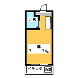 プチハイツ八幡B ワンルームの間取図画像