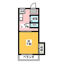 リメイン登呂 1Kの間取図画像