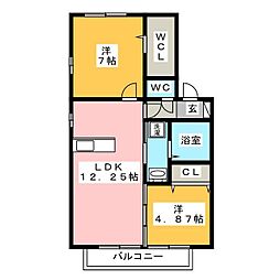 リヴェール 2LDKの間取図画像
