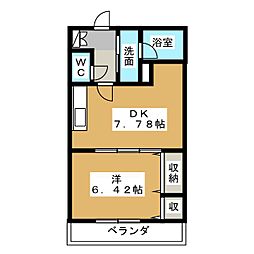 アネシス登呂 1DKの間取図画像