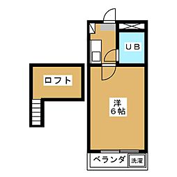 AHOUSE 1Kの間取図画像