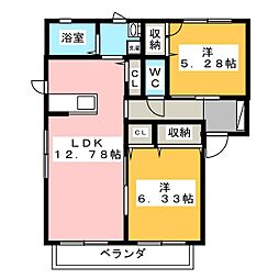 ビーフラット 2LDKの間取図画像