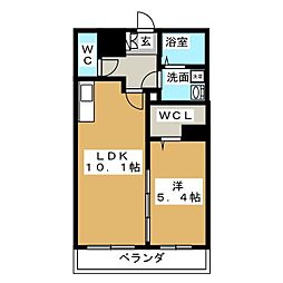 シュールドコリーヌ 1LDKの間取図画像
