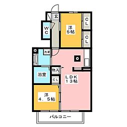 クレール 2LDKの間取図画像