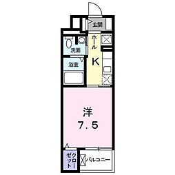 フェリーチェ 1Kの間取図画像