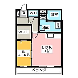 アバンサール 1LDKの間取図画像