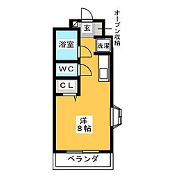 関口マンション ワンルームの間取図画像
