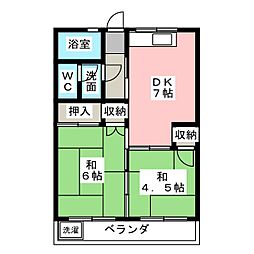 飯尾マンション 2DKの間取図画像