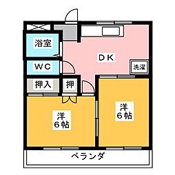 上島マンション 2DKの間取図画像