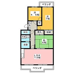 フローラ蜆塚2 3LDKの間取図画像
