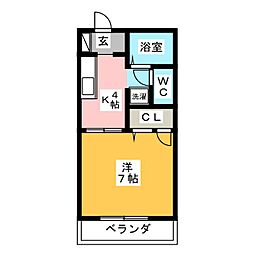 キュービックハイツ 1Kの間取図画像
