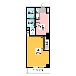 ゴールドサークル尾張町 1DKの間取図画像