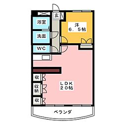 クレール浜松1 1LDKの間取図画像